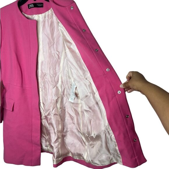 Zara Pink Blogger Favorite Barbiecore Belted Frock Coat Size Medium - Picture 6 of 16